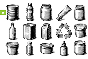 Recycling & Packaging Icons, an Object Graphic by RT Studio