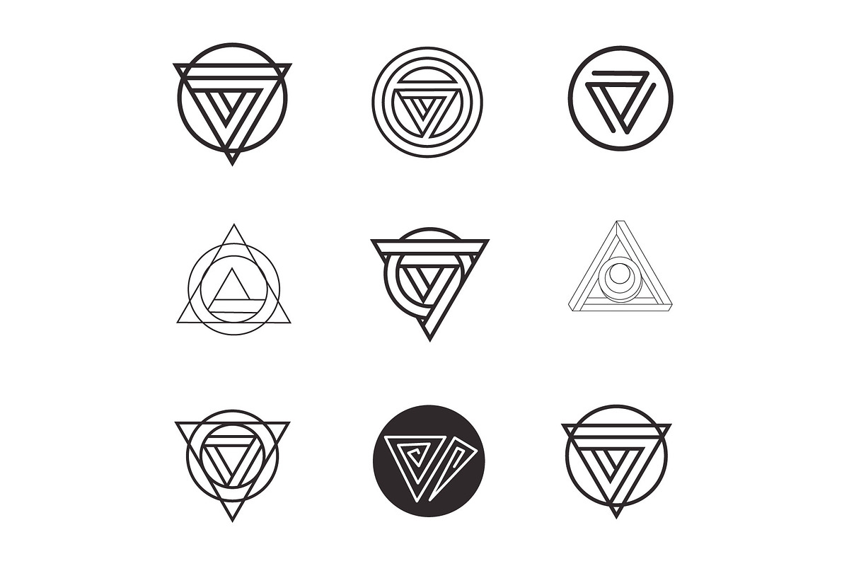 Circle Triangle Logo Set (x9), a Graphic by Graphicsbyte Creative
