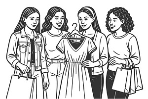Group of women shopping and choosing, an Object Illustration by AlexArt