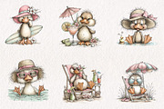 Whimsical Summer Yellow Ducks Clipar, an Illustration by CreationArt (Thumbnail 7 of 7)