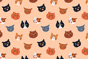 Funny cats set + seamless pattern, an Animal Illustration by Good Studio (Thumbnail 5 of 9)