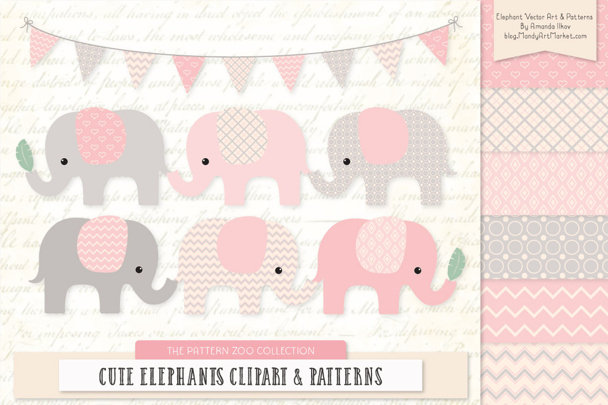 Soft Pink Elephant Clipart, a Graphic by Amanda Ilkov (Photo 1 of 4)