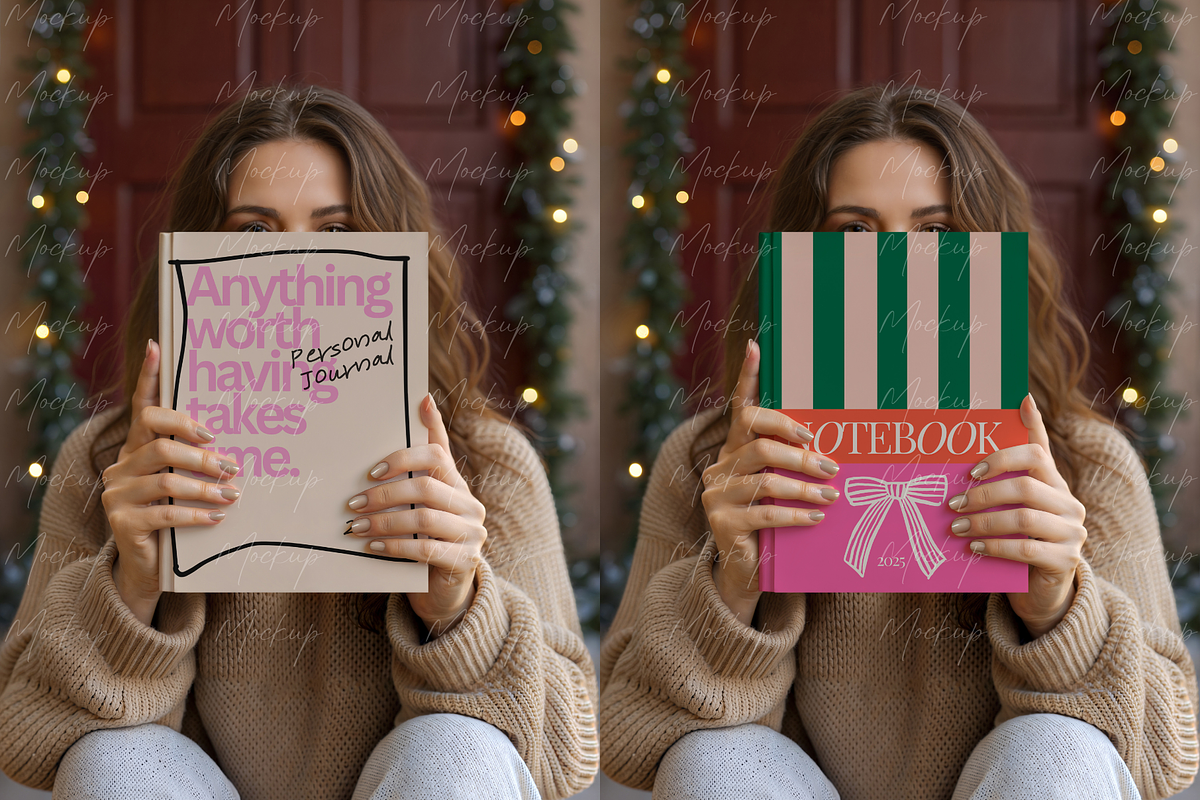Winter Book Mockup with Fairy Lights, a Product Mockup by TatiMockup (Photo 3 of 3)