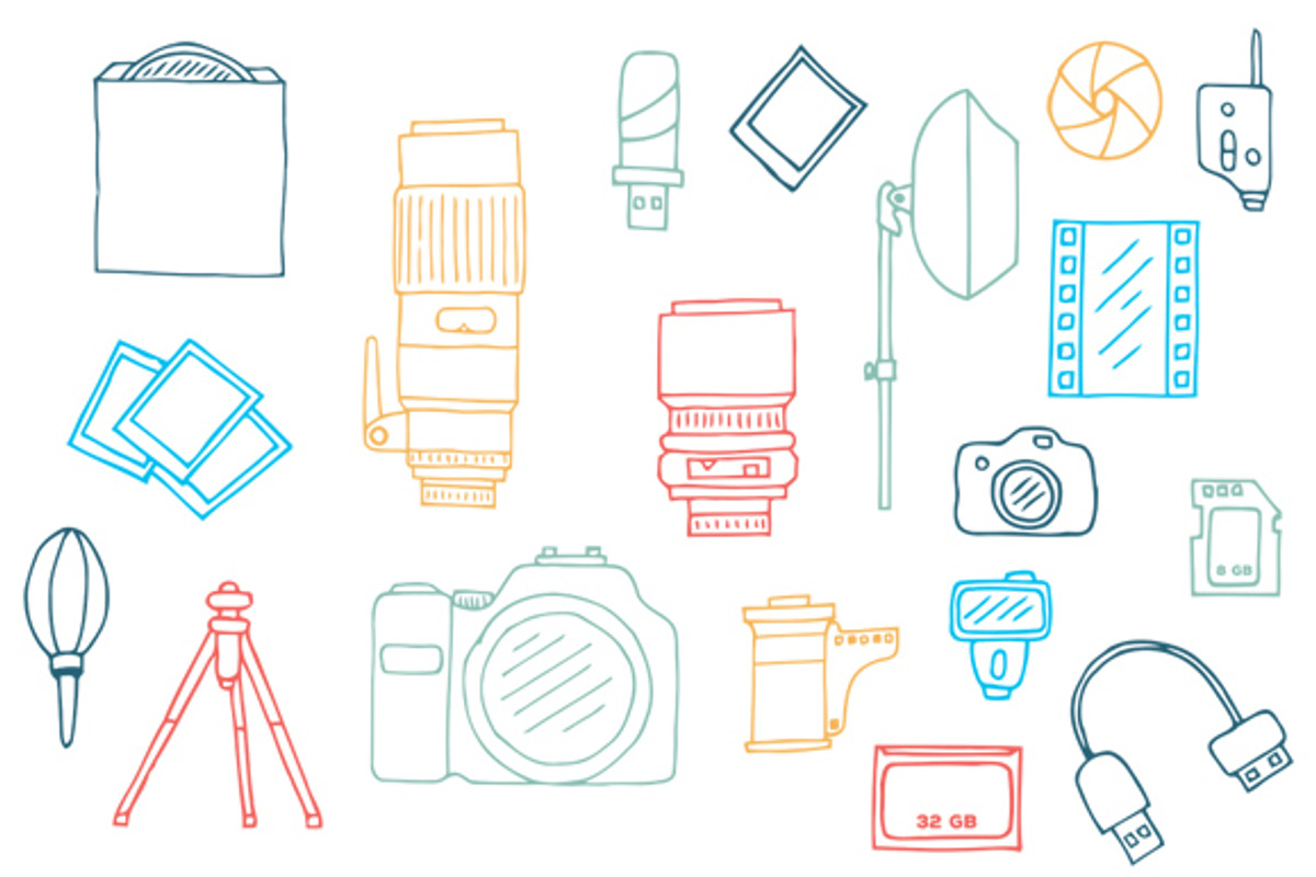 Photography Equipment Doodle Set, a Technology Illustration by Albert Does Stuff (Photo 3 of 3)