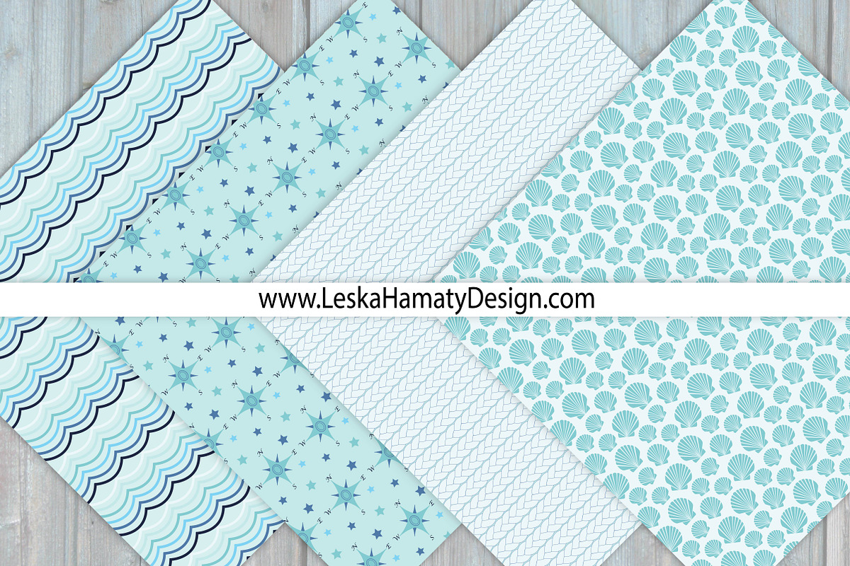 Nautical Sea Digital Papers, a Pattern Graphic by Leska's Digitals (Photo 4 of 4)