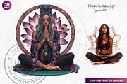 Boho woman meditating Clipart set, a Person Illustration by ThatsDesignArt (Thumbnail 5 of 10)