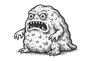 Angry Cartoon Monster engraving, an Animal Illustration by AlexArt