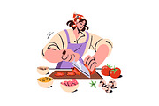 Pizza making, recipe steps set, a Food Illustration by PaperTrident (Thumbnail 2 of 8)