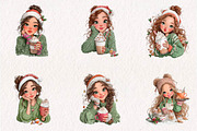 Whimsical Christmas Coffee Girl, a Seasonal Illustration by CreationArt (Thumbnail 3 of 7)