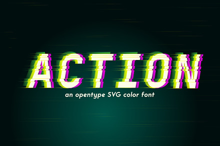 Action –an opentype SVG color font, a Script Font by Zimages