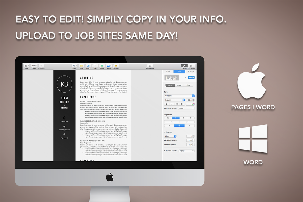 Modern Resume Template CV Word/Pages, a Resume Template by The Creative Resume (Photo 8 of 8)
