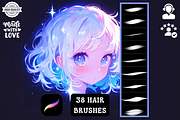 Silky Hair Brushes Procreate, a Brush Add-On by Cozy Brushery (Thumbnail 1 of 6)