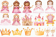 Watercolor Little Princess Clipart, an Illustration by CropUp Creative (Thumbnail 2 of 4)