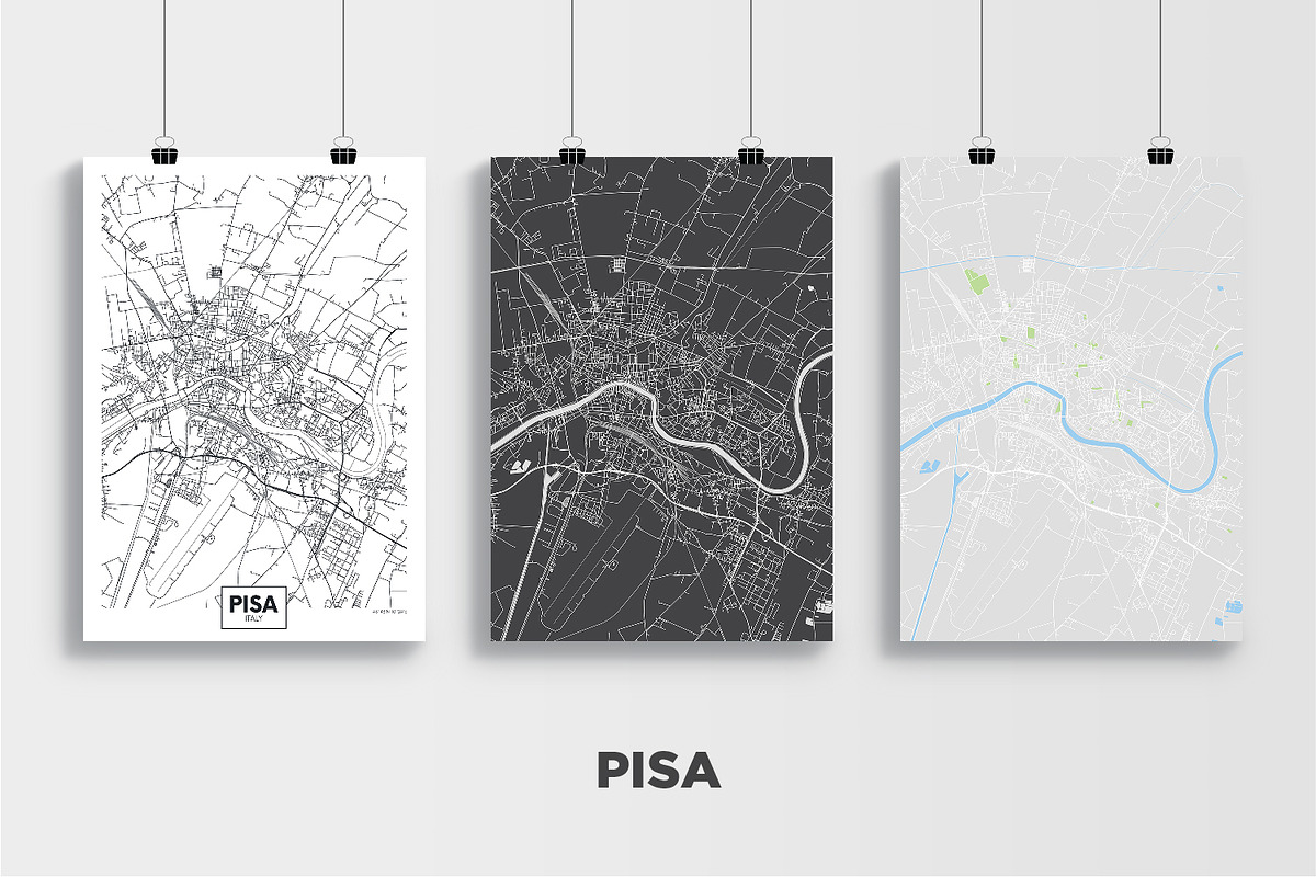 5 maps of Italian cities, a Texture Illustration by MaximGertsen (Photo 6 of 9)