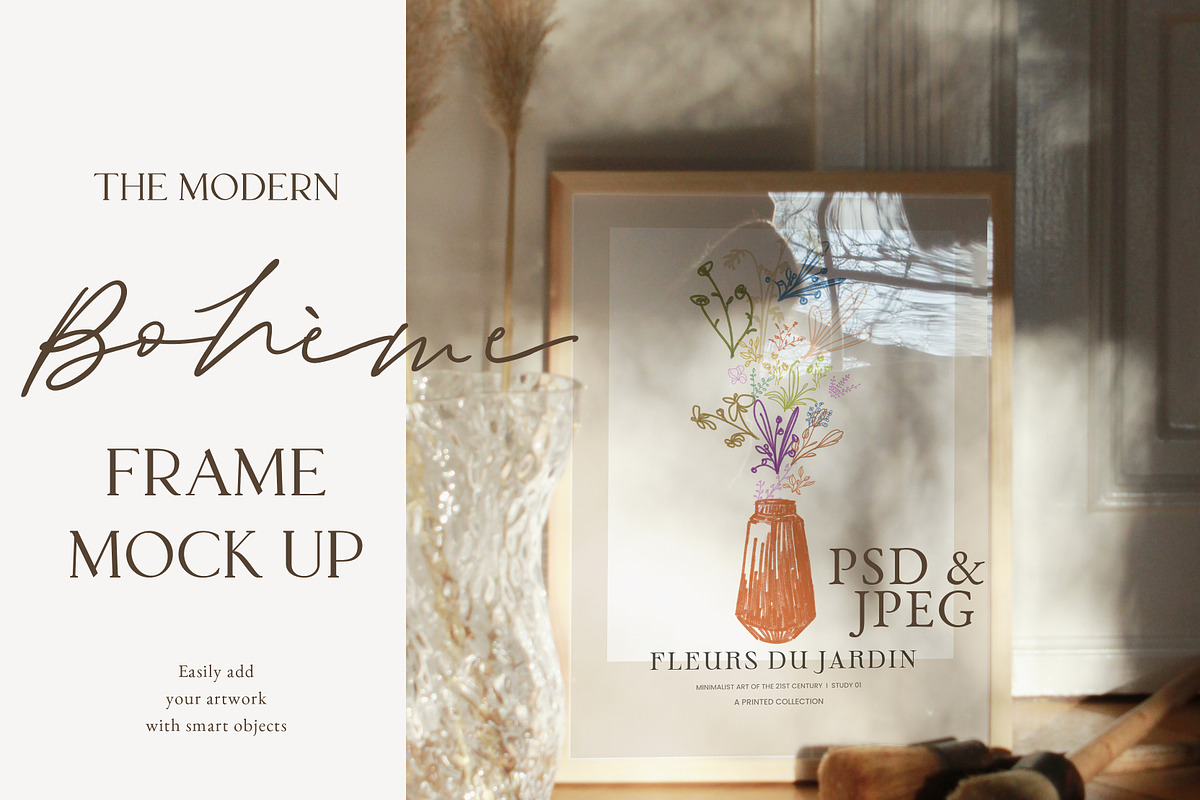Boho Interior & Wooden Frame Mock Up, a Print Template by Wonderland Styled Stock (Photo 9 of 11)