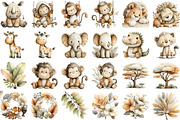 Safari animals watercolor clipart, an Illustration by Sublimation Artist (Thumbnail 2 of 7)