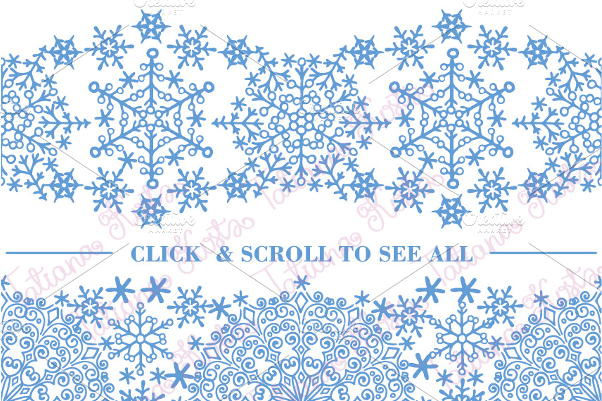 Snowflakes seamless lace borders 01, a Pattern Graphic by Tatianakost49 (Photo 2 of 6)