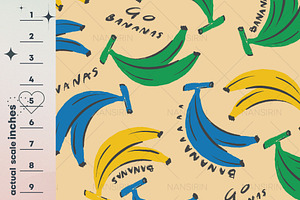 Banana Fruit Seamless Pattern Set