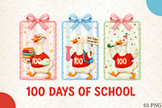 Funny Preppy 100Days of School Goose, an Illustration by Libby Wishes (Thumbnail 1 of 6)