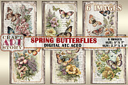 Spring butterflies card set,Collage, an Animal Illustration by CraftArtStory (Thumbnail 1 of 3)