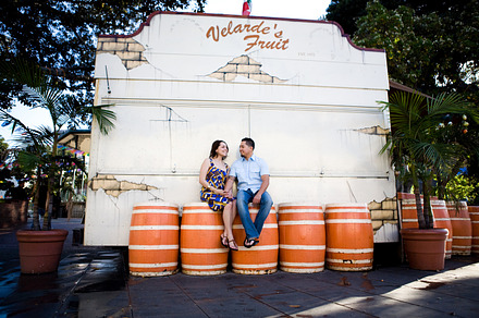 Engagement Couple on Orange Barrels