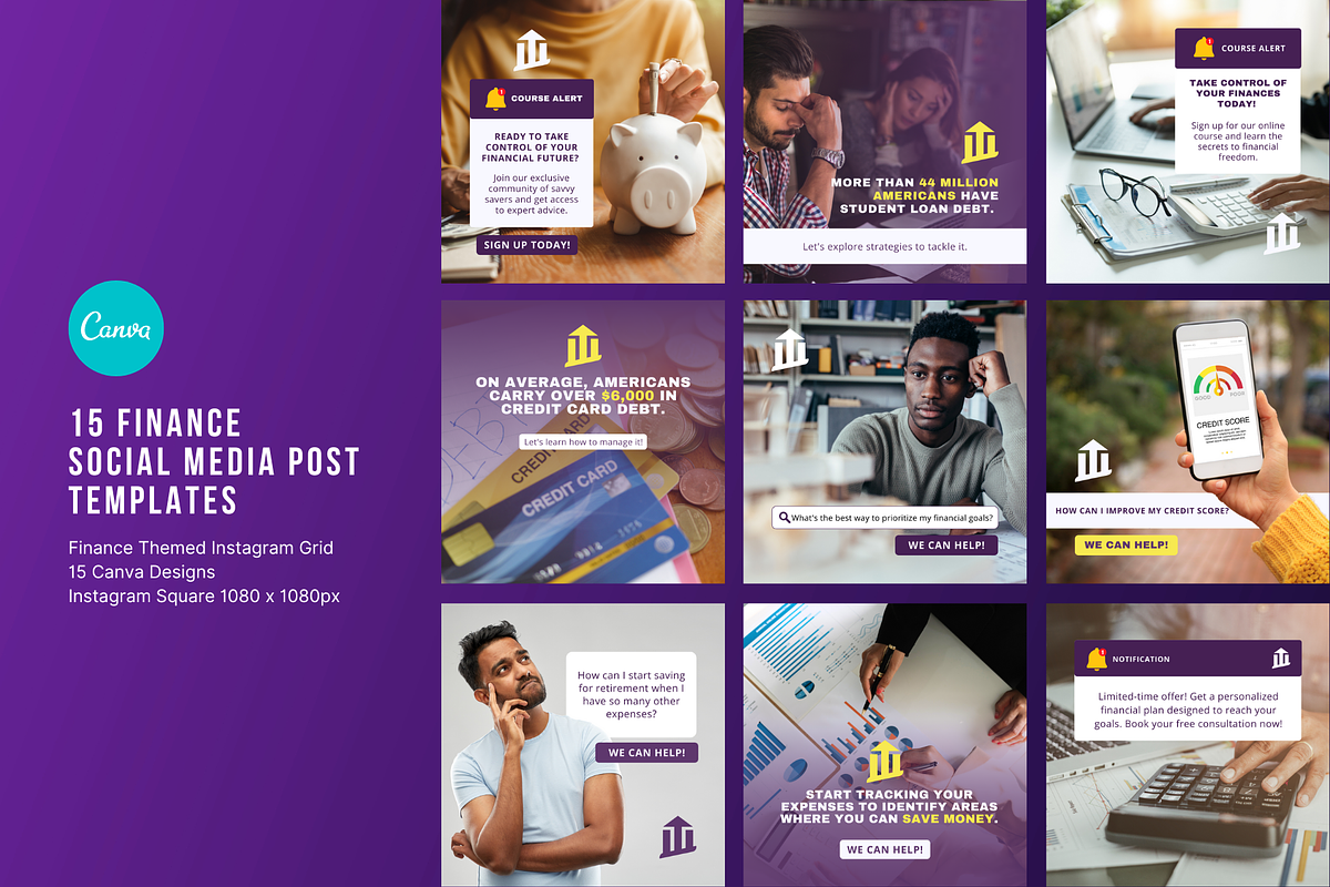 15 Finance Social Media Templates, a Social Media Template by Sincerely Media (Photo 1 of 9)
