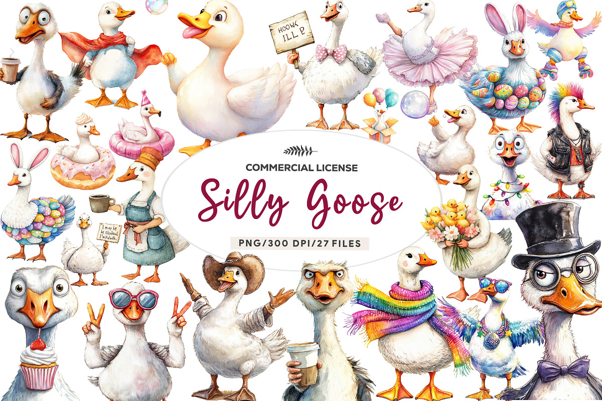 Silly Goose Sublimation Clipart, an Illustration by CreationArt (Photo 1 of 5)