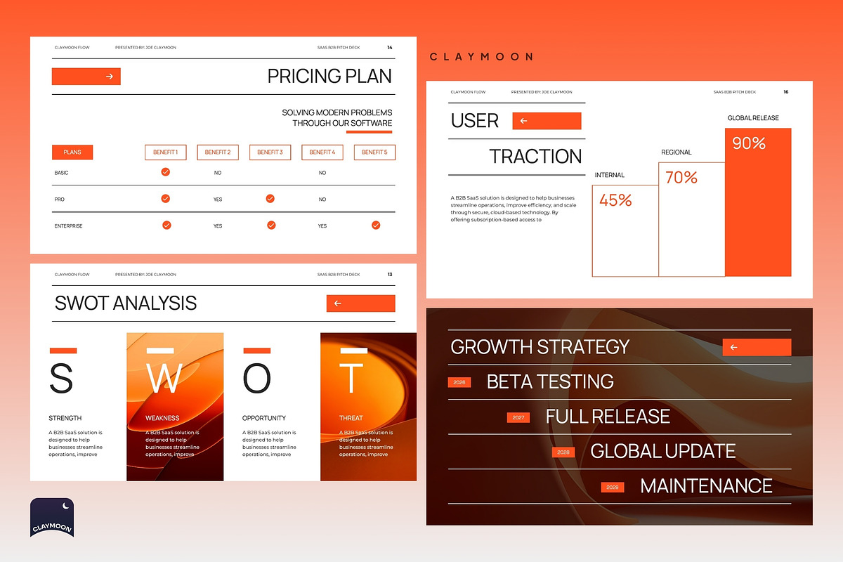 White Orange Modern Pitch Deck, a Presentation Template by Claymoon Lab (Photo 7 of 7)