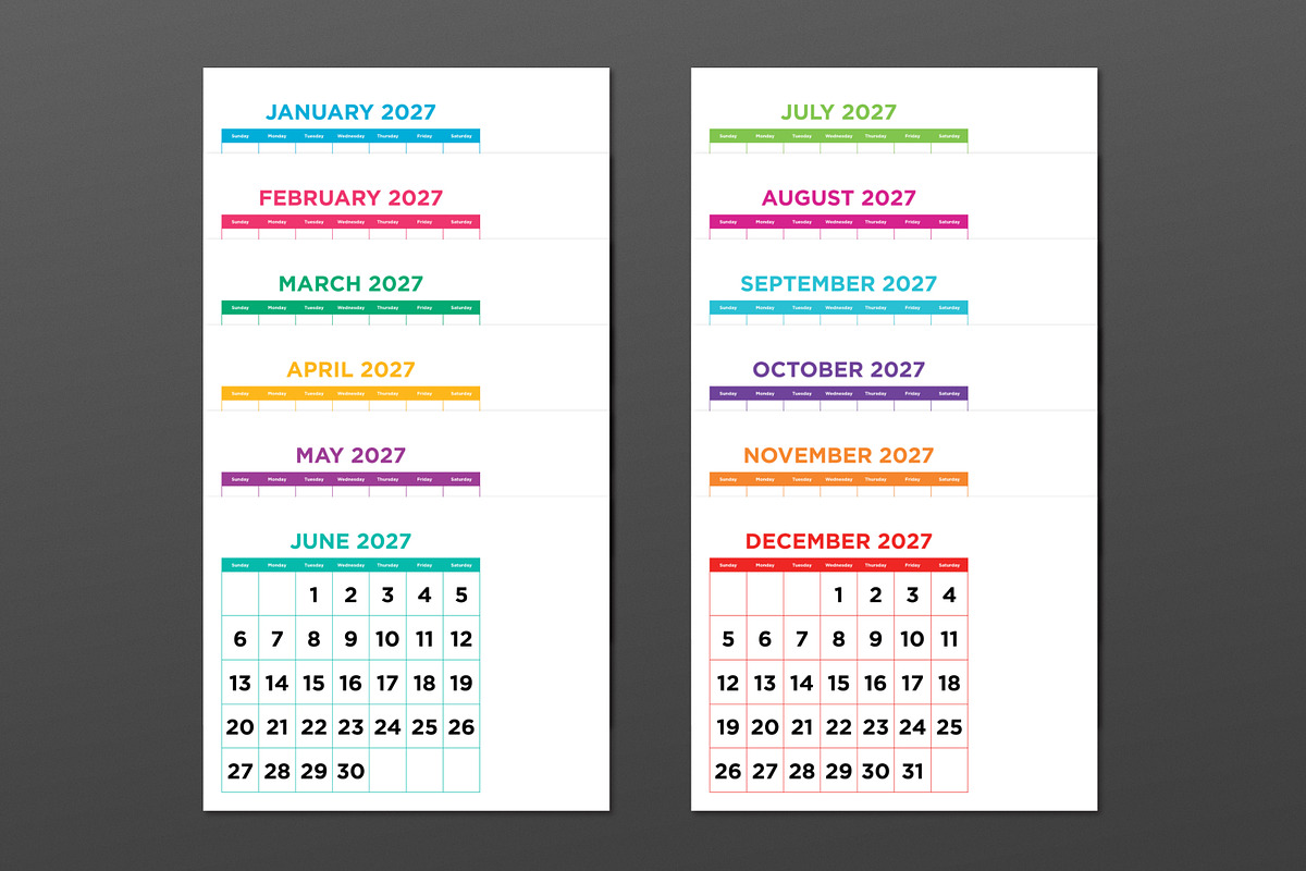 2027 Large No. Color 8.5x11 Calendar, a Stationery Template by Running With Foxes (Photo 2 of 6)