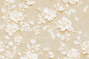 Seamless textured fabric background featuring elegant white floral embroidery., a Background Graphic by Textures & Backgrounds