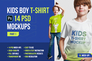 Kids Boy T-Shirt PSD Mockups Vol1.1, a Shirt Mockup by Hi, Mock-Up!