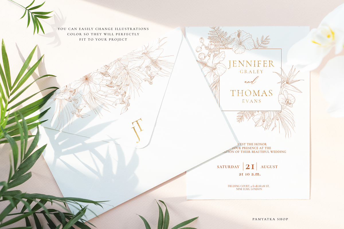 Tropical paradise. Line art set, an Illustration by Pamyatka Shop (Photo 5 of 13)