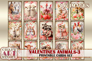 Valentines animals cards set-3, an Animal Illustration by CraftArtStory