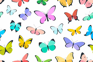 Colored Seamless Pattern Butterfly