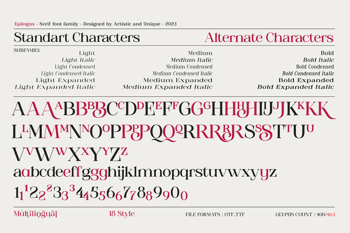 Epilogus - Serif font family, a Serif Font by Artistic & Unique (Photo 5 of 15)