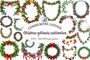Christmas-garlands-sublimation, an Illustration by designcity5 (Thumbnail 1 of 5)