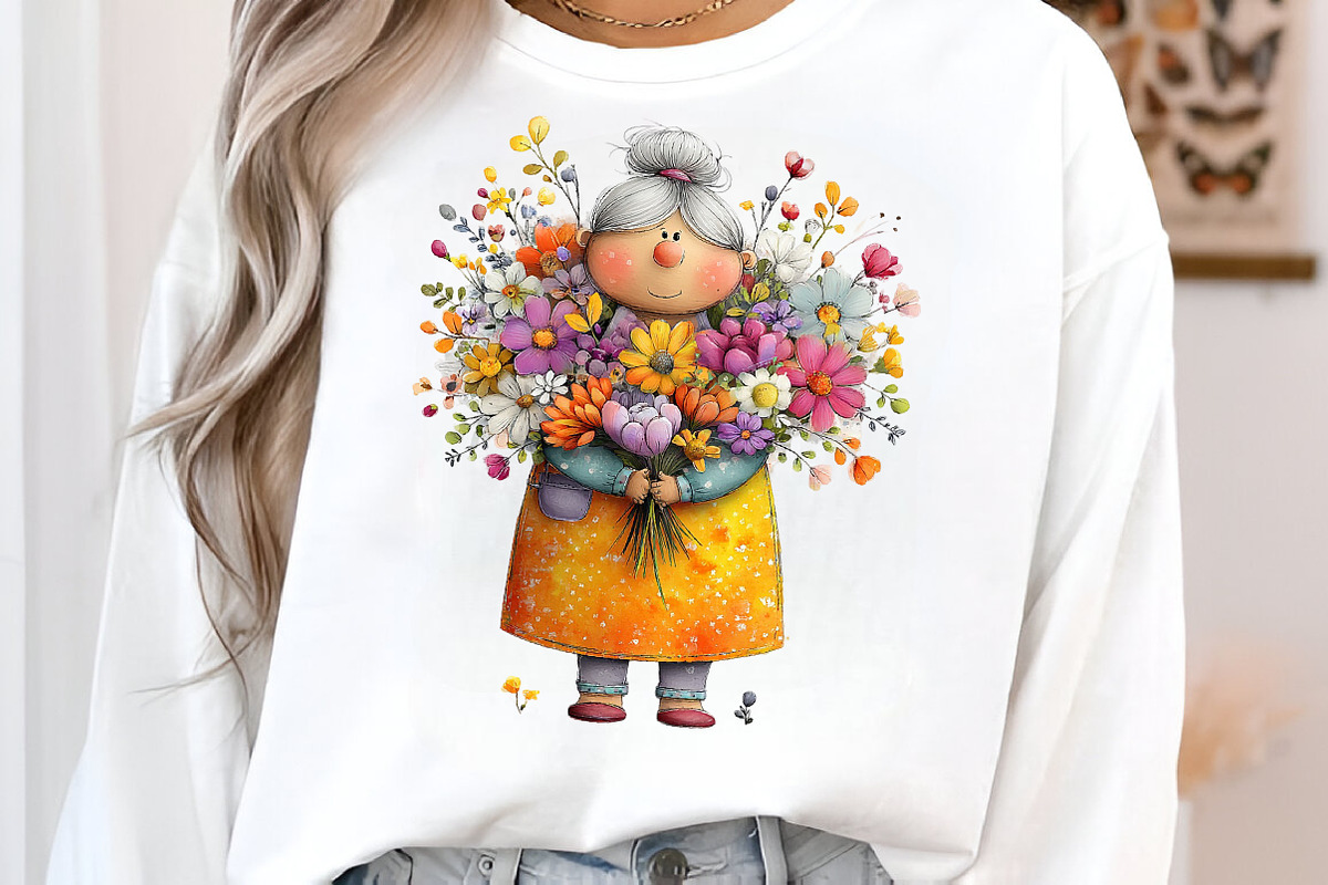 Whimsical spring garden grandma clip, an Illustration by SinaCreation (Photo 6 of 11)