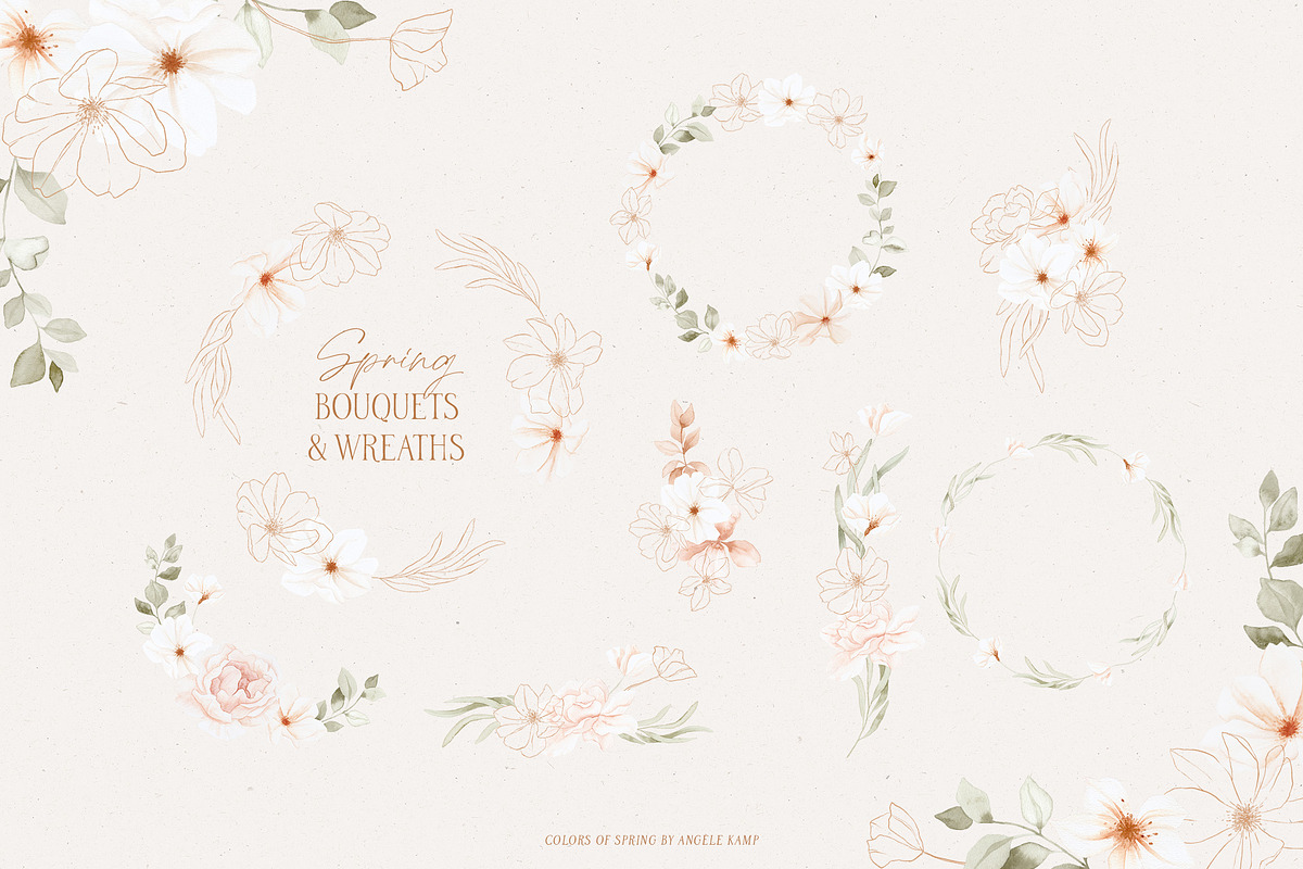 Colors of Spring watercolor flowers, an Illustration by Angele Kamp (Photo 3 of 11)