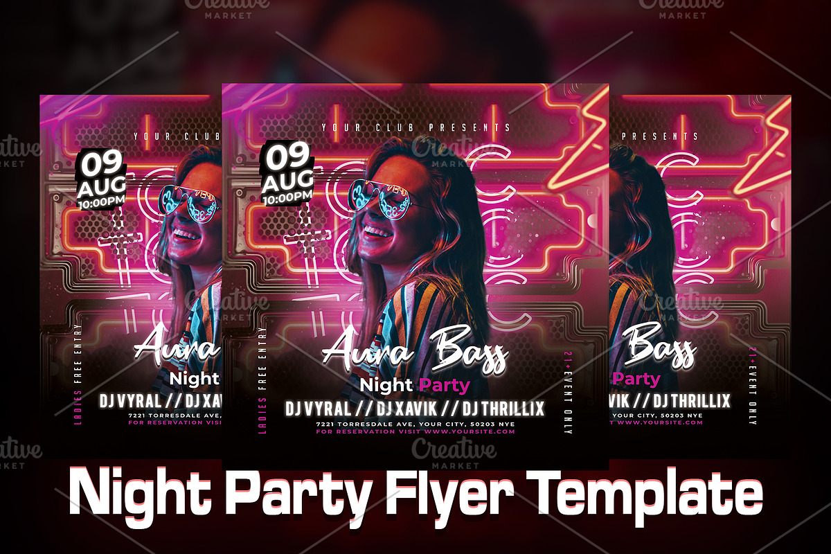 Night Club Party Poster Template, a Flyer Template by HasnainGFX (Photo 1 of 2)
