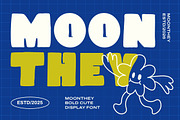 Moonthey – Bold Cute Retro Display F, a Sans Serif Font by kangfont Studio (Thumbnail 1 of 10)