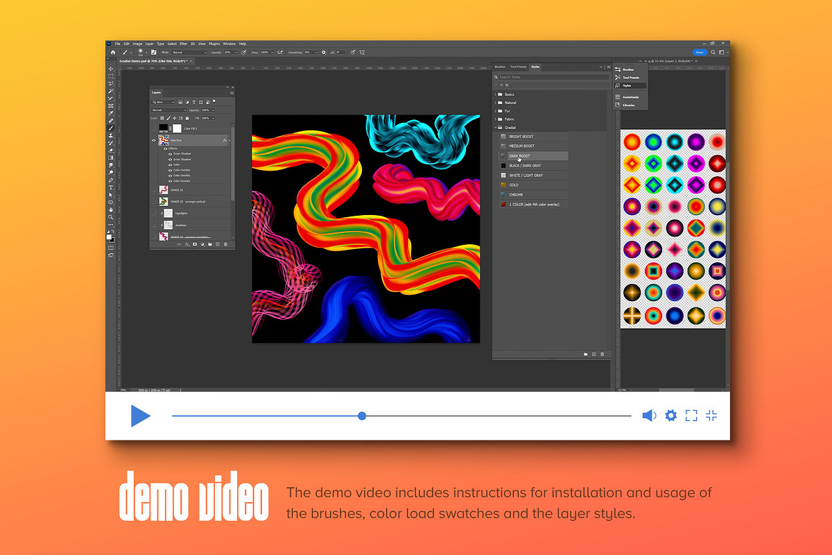 Gradial—Multicolor Photoshop Brushes, a Brush Add-On by Chroma Supply (Photo 5 of 20)