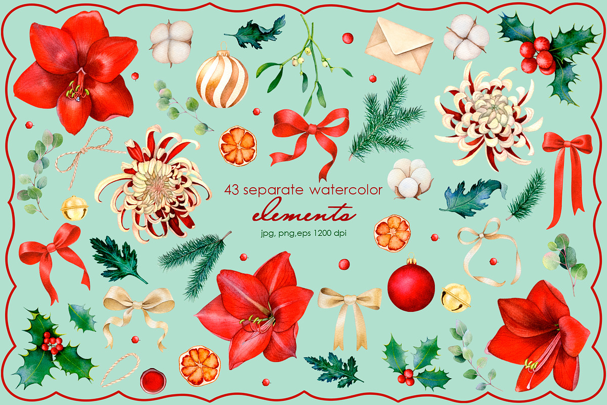 Whimsical Christmas Botanicals, a Seasonal Illustration by SunnJaneArt (Photo 2 of 13)