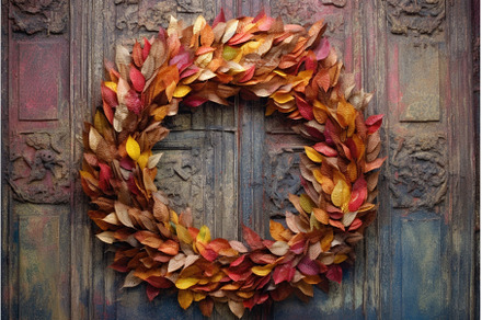 wreath of colorful autumn leaves on, an Arts & Entertainment Photo by Sergey Kotenev