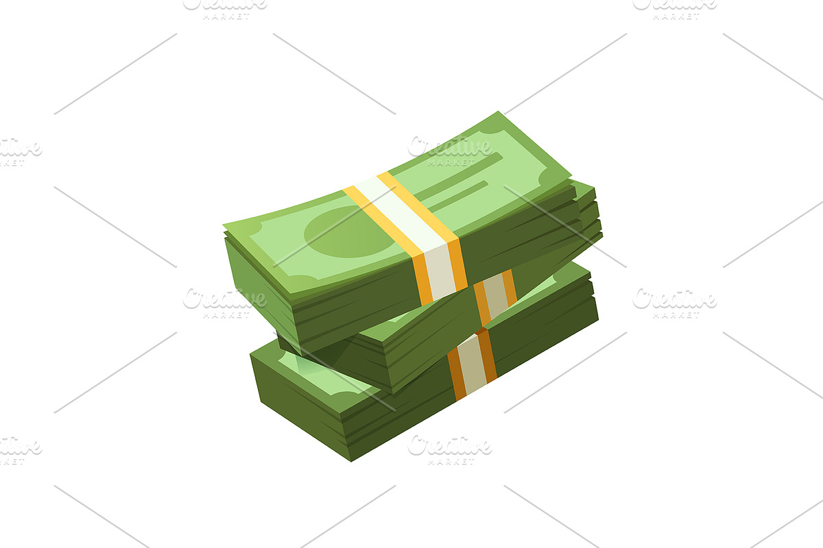 Vector money banknotes stack, an Object Graphic by Elen_Art