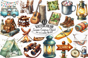 Summer Camping Clipart, an Illustration by Designking