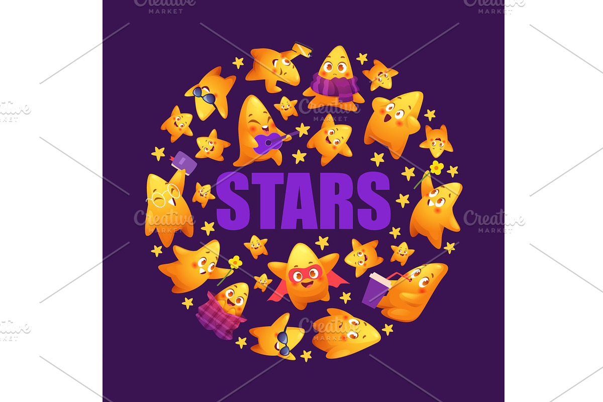 Stars characters in circle shape, an Illustration by Onyx