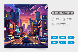 Capture the essence of a bustling ci, a Graphic by SaroStock