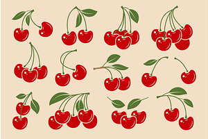 Cherry icon. Stylized fruits, a Food Illustration by Onyx