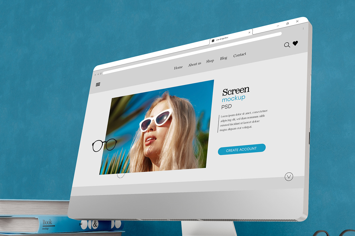 Computer with Floating UI Screen, an UI Kit Template by Mego-studio