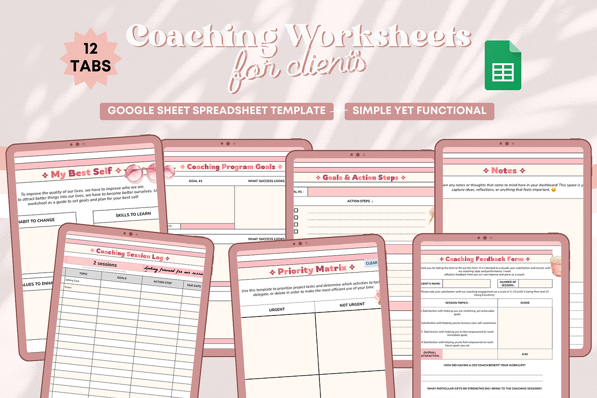 Coaching Worksheets for Clients, a Templates & Theme by bellaROSEworkshop (Photo 2 of 6)